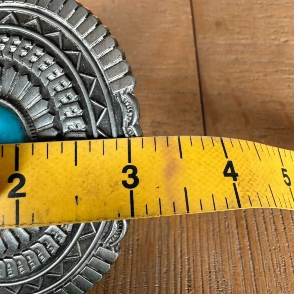 Western Style Silver Metal Turquoise Oval Belt Buckle Classic Cowboy